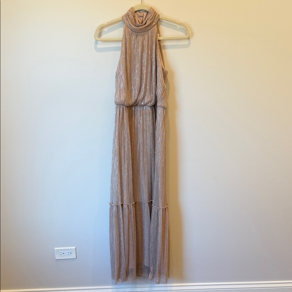 Eliza J Metallic Maxi Dress in Gold